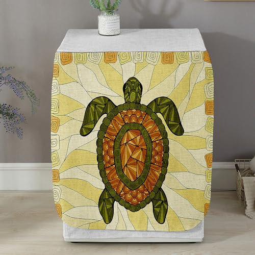 Highdi Housse de Protection pour Machine à Laver - Chargement Frontal Housse La Poussière avec Ouverture Frontale pour Linge Domestique (Capacité S 6~7.5KG,Tortues de mer 5)