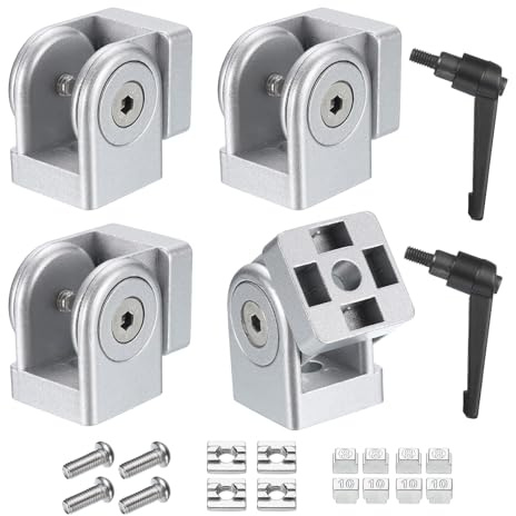 sourcing map 2Pcs Die-Cast Aluminum Pivot Joint 180°Adjustable Flexible Pivot Joint Connector with M8 Screws for 3030 Series Aluminum Extrusion Profile, Aperture 8mm, Silver Tone