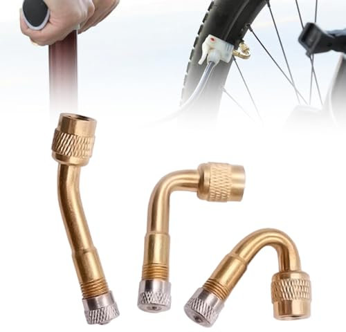 Ventilverlängerung Autoventil, 2025 Upgrade Autoventil Adapter, 45 90 135 Grad Ventilverlängerung, Ventiladapter Winkel Reifenventilverlängerung Winkelventil für Auto Motorrad Fahrrad Scooter (Gold)