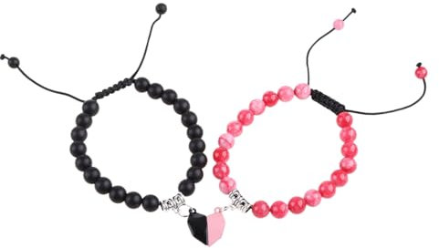 Beimus Pärchen-Armband, 1 Paar magnetische Paar-Armbänder, 8 mm Perlen, passende Handgelenkkette, für Damen und Herren, Hände, Schmuck, Valentinstag für Sie und Ihn