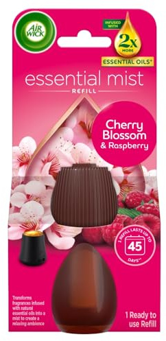 Air Wick Cherry Blossom & Raspberry Essential Mist Single Refill 1x20ml, Lasting for up to 45 days per refill, Air Freshener