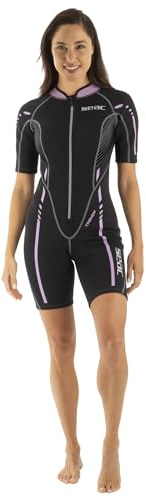 SEAC Trendy Lady, einteiliger kurzer Neoprenshorty aus 2,5 mm Neopren mit Reißverschluss vorne, zum Schnorcheln, Surfen und Wassersport in gemäßigten Gewässern für Erwachsene und Kinder, XL