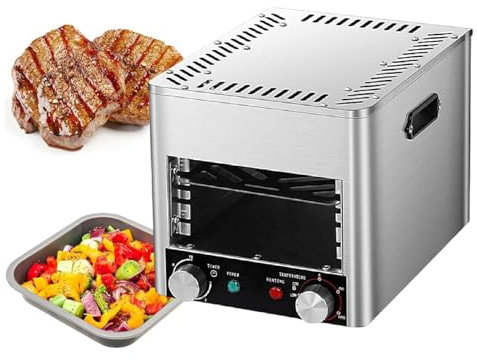 Parrilla Eléctrica Infrarroja Sin Humo para Uso en Interiores,Parrilla Eléctrica para Carne,Parrilla para Carne de Acero Inoxidable de 800℃,con Parrilla/Bandeja,Horno Eléctrico Comercial,A-220V