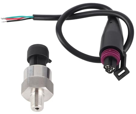 Stainless Steel Pressure Transducer Sensor 1/8 NPT 100 PSI | Oil fuel water pressure sender, stainless steel, 0.5-4.5V output, for tanks industrial systems, compact ligh