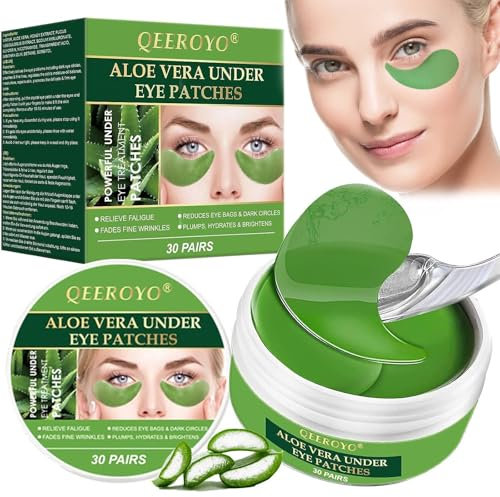 60 Pezzi Aloe Vera Maschera Occhi, Collagene Patch Occhi con Maschera per le Labbra, Patch Occhiaie e Borse, Riduce le Rughe e le Linee Sottili, Rimuovi Borse e Puffiness