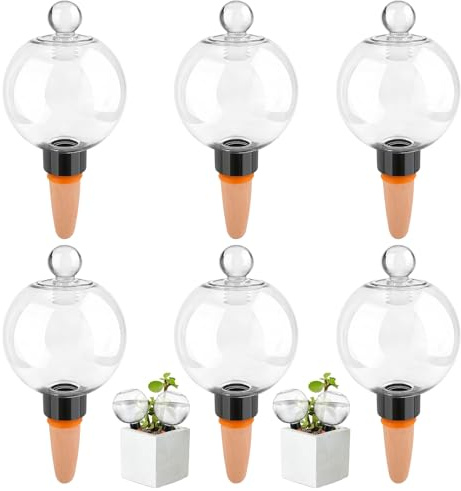 Pipihome 6 Pcs Plant Watering Globes, Plant Watering Devices, Self Watering System Plant Spikes with Terracotta Spikes, Vacation Automatic Plant Waterer for Indoor, Slow Plant Feeders Drip Water