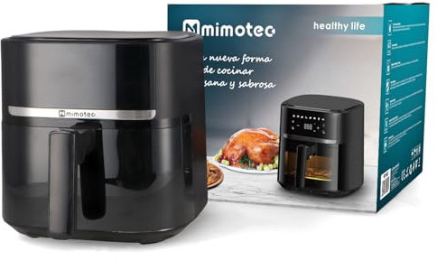 M mimotec – Air Fryer Roa Touch 5,7L Freidora de Aire sin Aceite, 1700W, 8 Menús Digitales, Pantalla Táctil, Temporizador 60min regulable, Temperatura 80-200°C, Cocina Fácil y Saludable