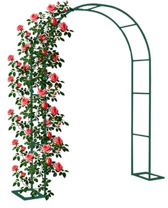 Pergola treillis en métal pour plantes grimpantes, arche de jardin pour roses, arc décoratif extérieur pour mariage, terrasse et pelouse – Largeurs 80/160/280 cm, disponible en noir, blanc, vert (350