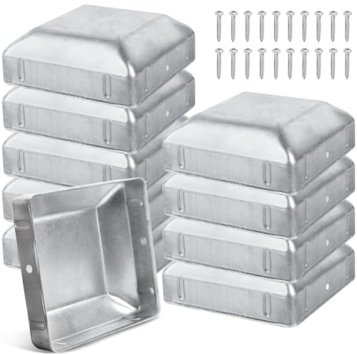 Capuchons de Poteau 90 x 90 mm Chapeau Poteau de Poteaux Capuchon pour Poteau en Bois Lot de 10 avec Vis pour Protéger Les Poteaux en Bois Oteaux de Clôture (90x90mm)