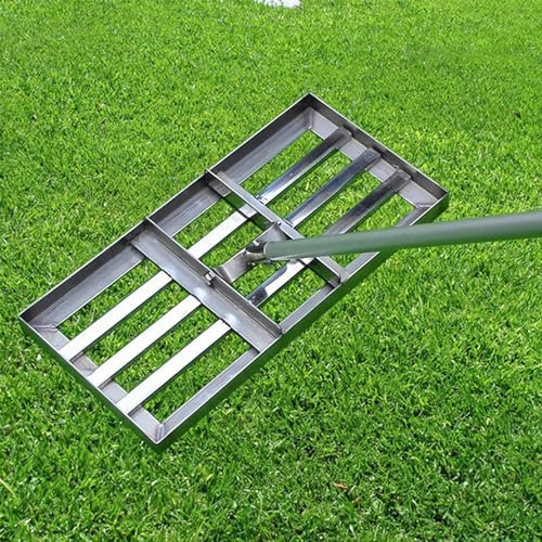 YCNLYSSR Rastrillo nivelador de césped de Acero Inoxidable de 20 x 10 Pulgadas, Resistente, para Uso en Jardines, Golf, 50 x 25 x 180 cm
