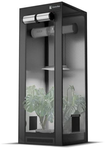 CannoBox Growzelt 60x60x160 cm, Lichtdichte Gewächshaus, 1680D Hohe Reflektivität Mylar, Growbox mit abnehmbarem Bodentablett
