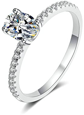 Löfte ringar för henne, kvinnor ring engagemang med 1ct moissanite oval ringstorlek o 1/2