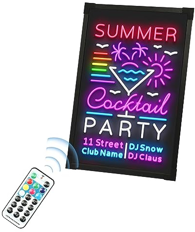 LED Advertising Writing Board Neon Bar Sign 7 Colors of Light and 18 Flashing with Fluorescent Makers & Remote Control Illuminated Erasable Message Menu Sale Sign (50 * 70cm Plug-in Model)