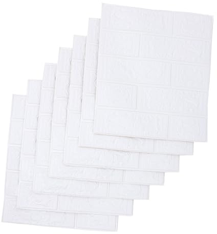 BAZEITFLOW 10 pièces Panneaux Muraux Xpe Autocollants Décor Mural Brique Blanche Facile à Poser pour Salon Chambre Salle de Bains Lot
