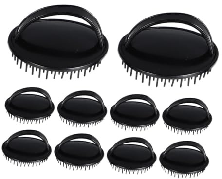 minkissy Cepillo de Masaje para Cuero Cabelludo Negro, Exfoliación y Eliminación de Caspa, 10 Unidades de Plástico para Cuidado del Cabello en Casa