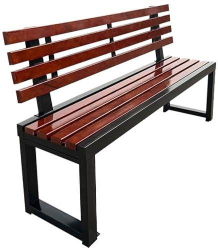 Banc de jardin en bois avec structure en fonte Capacité de charge 400 kg Parfait pour balcon, terrasse, véranda, pergola – 150 cm
