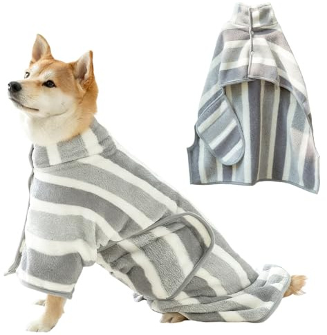 YOFDAL 1 PCS Peignoir pour chien en microfibre ultra absorbant pour chien, avec fermeture et élastique réglable, lavable en machine