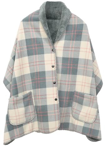 Caxndycing Uomo Pile Poncho Inverno Caldo Spesso Sciarpa Mantello con Bottoni Cape Oversize Cardigan Avvolgente Coperte Sciarpa in Pile Scaldacollo
