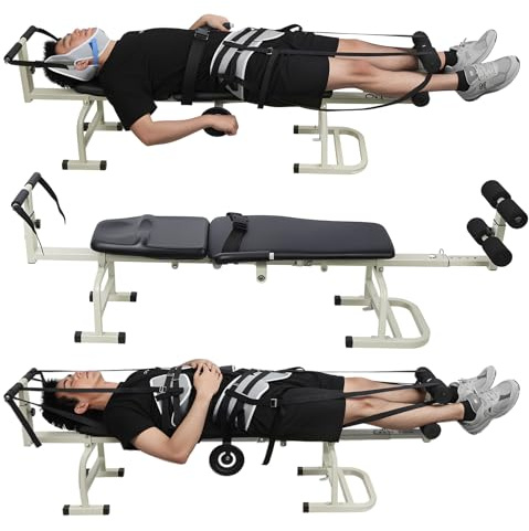 Massage Traction Table, Lumbar Traction Bed, Spinal Decompression Machine, Stretch Tractions Device for Tension Relief, Lumbar Stretching for Lower Back Pain Relief Without Going Upside Down Green