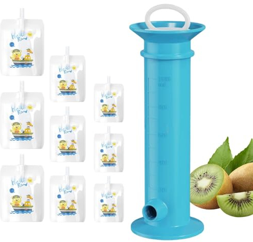 Püree-Beutelfüller – Fruchtquetschfüller, Quetsch-Set, 15 nachfüllbare, manuelles Lebensmittelfüllsystem, Lebensmittelbereiter für Kinder, Zuhause, Fütterung, Vorbereitung, Aufbewahrung