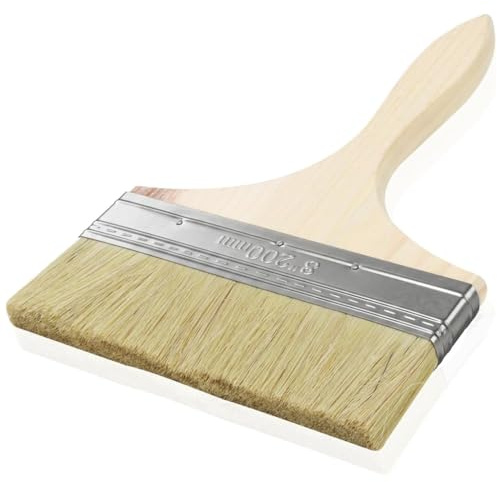Cagrin Pinceau de Surface 200 mm à Poils Naturels, Grande Brosse Plate | avec Manche en Bois pour Grandes Surfaces, Lasure, Vernis, Peinture Acrylique et à la Craie, Idéal pour Murs, Meubles et Clôt