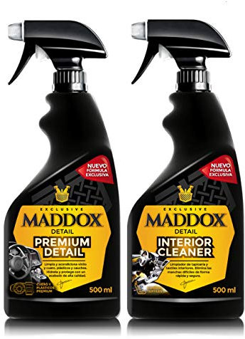 MADDOX DETAIL - Interior Care Kit 2x500ml | Nettoyant pour Tableaux de Bord avec Brillant | Nettoyage en Profondeur et Protection pour la Tapisserie | Kit Nettoyage Voiture de 2 Produits