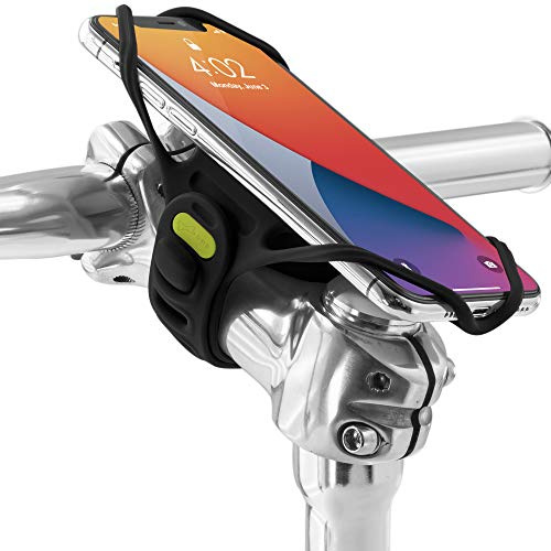 【Bone】 Bike Tie Pro 4 Bike Phone Mount Bicycle Phone Holder for Stem Mounting 4.7-7.2 Cell Phones, Ultra Light Phone Mount for Bike Motorcycle, Designed for Road Bicycle Accessories - Black