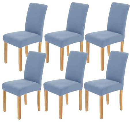 AngLink Stuhlhussen 6er Set Grau blau - Stretch Stuhlbezug Waschbar Langlebig Universal Stuhl Hussen für Bankett Hotel Küche Restaurant Haus Hochzeit Deko
