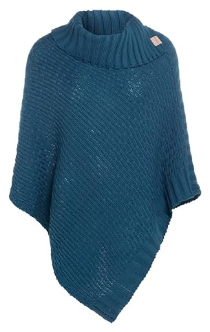 Knit Factory - Nicky Poncho Lavorato a Maglia - Petrol - One Size