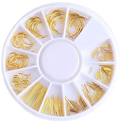 1Pc Fine Gold Bar Metal Rod Curved Rivet 3D Nail Art Accessories Metal Nail Studs Manicure DIY Decoration Tools