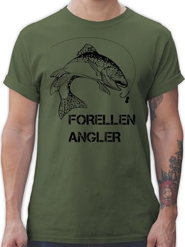 T-Shirt Herren - Angler Geschenke & Angeln Zubehör - Forellenangler - schwarz - 3XL - Army Grün - angelshirts Angel Fischer Tshirt angelbekleidung Fischerei Forelle Shirt angelshirt fischen
