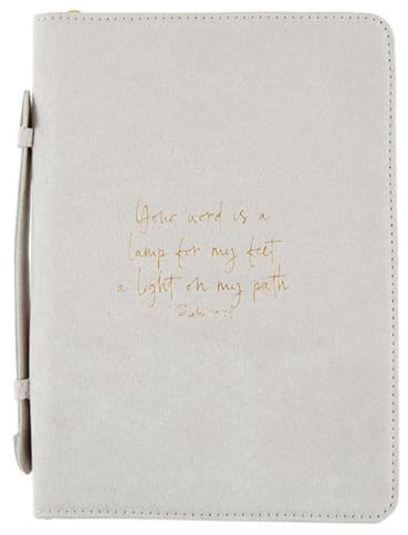 Creative Brands Faithworks Simply Faith Collection Bibelhülle aus Wildleder, Grau – Psalm 119:105, 7 x 10-Inch