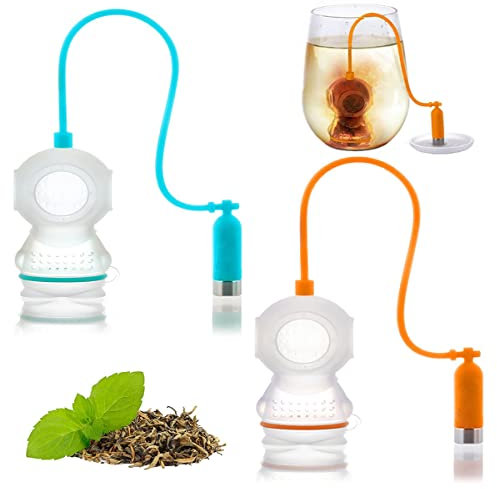 Teefilter Silikon,Forreen 2 Stücke Teesieb Innovative Nette Taucher Form Tee-ei Wiederverwendbare Tragbarer Premium Tea Infuser für Zuhause Teezubereitung Party Geschenk