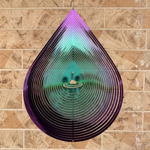 Molinillo de viento para jardín, decoración de interior y exterior, decoración colgante de metal de acero inoxidable 3D, diseño de gotas de agua, esculturas de viento de metal y spinners regalos con