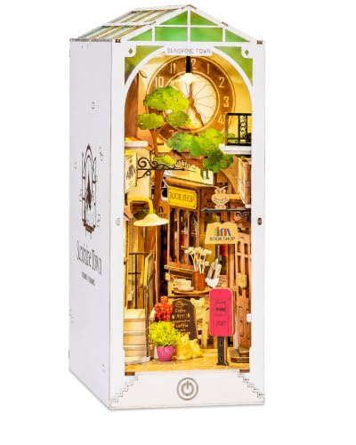 Rolife Book Nook Sunshine Town, Puzzle 3D für Erwachsene | DIY Miniature House Dekoration für Regal oder Schreibtisch Geschenk für Erwachsene Buchliebhaber und Miniaturbaufans