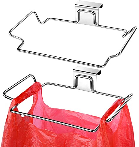 HNYYZL Trash Bag Holder,2 Pack Under Sink Bin,Under Cupboard Bin for Kitchen,Hanging Bin Bag Holder,Plastic Bag Holder | for Cabinet Door and Cupboards,Stainless Steel,Plastic Bag Holder Under Sink,Use for Kitchen,Bathroom,Camper