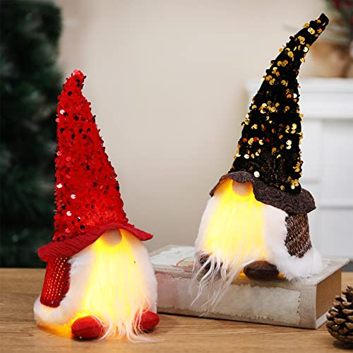 2 Stück Weihnachtswichtel Groß, Weihnachtsdeko Beleuchtet Wichtel, LED Weihnachtsdeko Innen Figuren, Weinachtsdekorationen Weihnachten Deko Wichtel Leuchtend, Weihnachts Deko Für Tisch Fenster Büro(D)