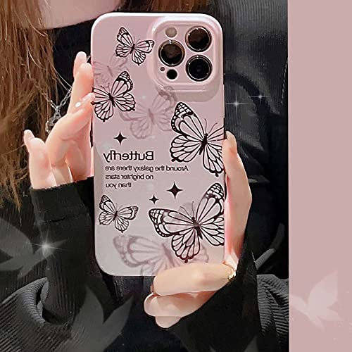 Bakicey Hülle für iPhone X Aesthetic Schwarz Schmetterling Matte Handyhülle Dünn Glitzer PC Hardcase Schutzhülle Mode Mädchen Frauen Kameraschutz Stoßfeste Case Cover für iPhone X
