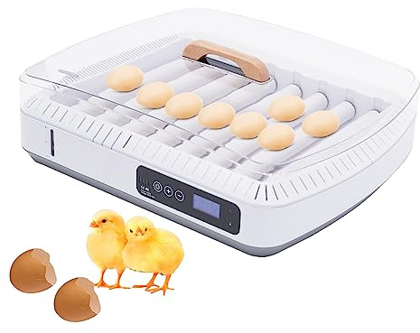 WOQLIBE Inkubator Brutautomat Vollautomatisch 35 Eier Autom Wendung Digitaler Geflügelbrüter Intelligent Temperatur Kontrolle Und Feuchtigkeitsanzeige Zum Huhn Ente Wachtel Vogel Heim Farm-Nutzung