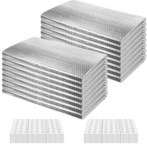 16P Garage Door Insulation Panels Kit 0.24 T Double Bubble Reflective Aluminum Foil 6MM Sheet Thermal Pre-Cut Insulation Shield 120 Tapes Winter Cold and Summer Heat for Garage Wall (20.5 x 54)