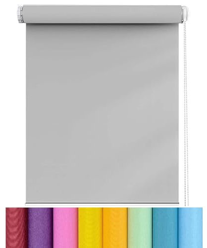 Thermorollo Verdunkelungsrollo 30 x 170 cm Wärmeisolierung Seitenzug Verdunklungsrollo Verschiedene Größen verfügbar Geeignet für Türen und Fenster, Hellgrau