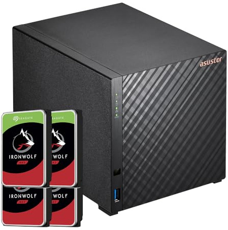 Bundle NAS Asustor AS1104T 1Go avec 4 disques de 10To IronWolf