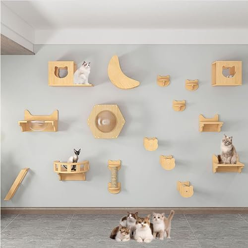 Kletterwand Katzen Set Große Katzen, Inklusive Katzenwandstufen, Katzenhaus, Katzenkratzbaum, Können Selbst Gebaut und Frei Kombiniert Werden (Size : B11-16PCS)