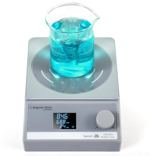 ANZESER Digitaler Magnetrührer mit LCD-Display (ohne Heizfunktion) | mit Timer, max. Fassungsvermögen 3500 ml, max. Drehzahl 3000 U/min, mit Rührstab, EU-Stecker