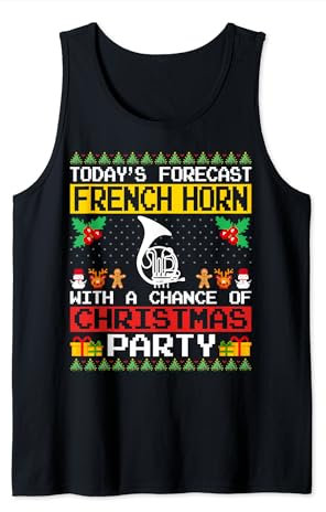 French Horn Player Christmas Party French Horn Xmas Tank Top