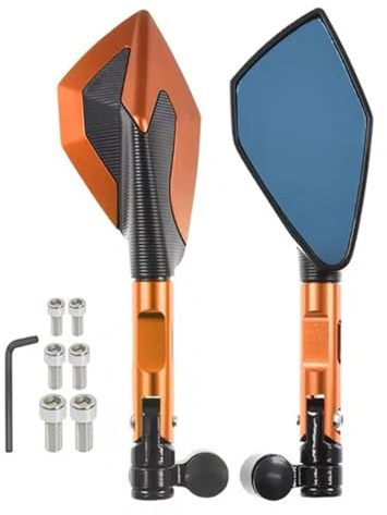 KeYJeY Motorrad Spiegel Motorrad-Lenker-Rückspiegel CNC-Aluminiumlegierung Elektro-Scooter Rückspiegel Seitenspiegel Zubehör Motorrad Rückspiegel (Farbe : Orange)