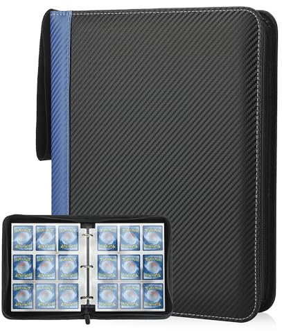 Deoyibu Sammelkarten Album für 900 Karten, Sammelalbum mit 9 Fächern 50 Seiten für Karten-Organizer, Karten Binder aus PU, Sammelkarten Ordner für Sportkarten, MTG, TCG, Yugioh-Karten etc. Blau