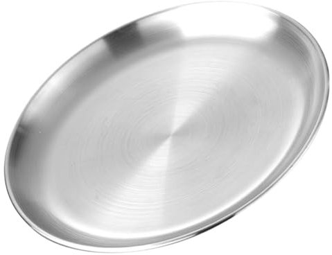 NAMOARLY Plateau à Pizza Rond Acier Inoxydable Assiette De Service à Salade Pour Fruits Et Aliments