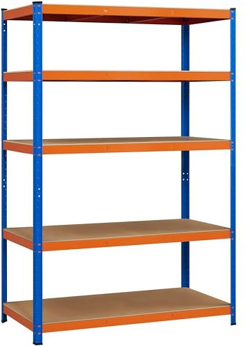 Yaheetech Schwerlastregal 180 x 120 x 60 cm Lagerregal 5 Böden Metall Regal Max. Belastbarkeit : 875kg Orange & Blau