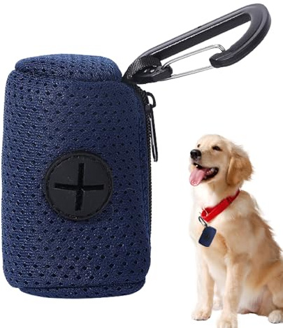 Distributeur de sacs à crottes, Support de sac pour chien avec fixation de laisse en tissu maillé avec fermeture éclair, Distributeur de sacs pour chiens de grande capacité, support de sacs à excrémen